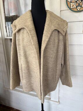 Vintage 50s "A Present Vogue" Short Wool Open Overcoat Beige M/L